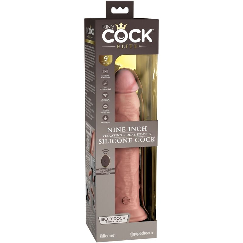 KING COCK - ELITE REALISTIC DILDO VIBRATOR & SILICONE REMOTE CONTROL 23 CM - Amore24