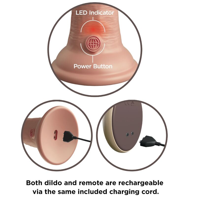 KING COCK - ELITE REALISTIC DILDO VIBRATOR & SILICONE REMOTE CONTROL 23 CM - Amore24