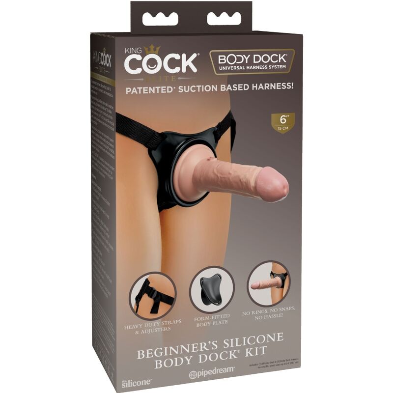 KING COCK - ELITE ADJUSTABLE HARNESS WITH DILDO 15.2 CM FOR BEGINNERS - Amore24