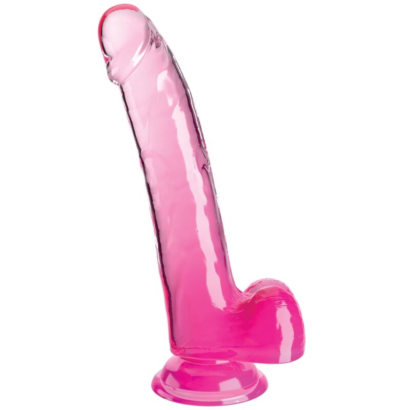 KING COCK - CLEAR DILDO WITH TESTICLES 20.3 CM PINK - Amore24