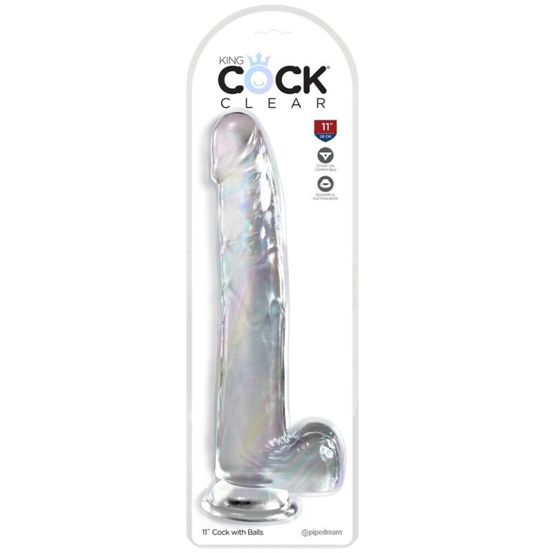 KING COCK - CLEAR DILDO WITH TESTICLES 24.8 CM TRANSPARENT - Amore24