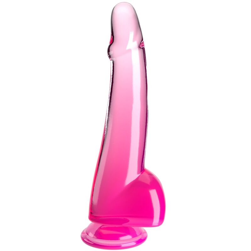 KING COCK - CLEAR DILDO WITH TESTICLES 19 CM PINK - Amore24