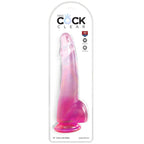 KING COCK - CLEAR DILDO WITH TESTICLES 19 CM PINK - Amore24