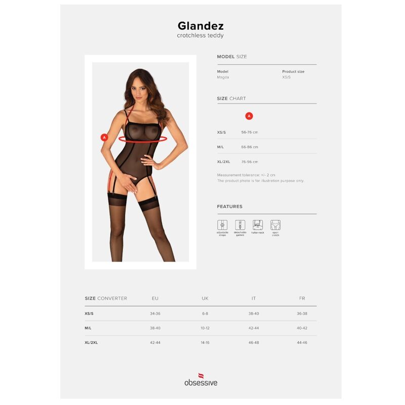 OBSESSIVE - GLANDEZ TEDDY CROTCHLESS XL/XXL - Amore24