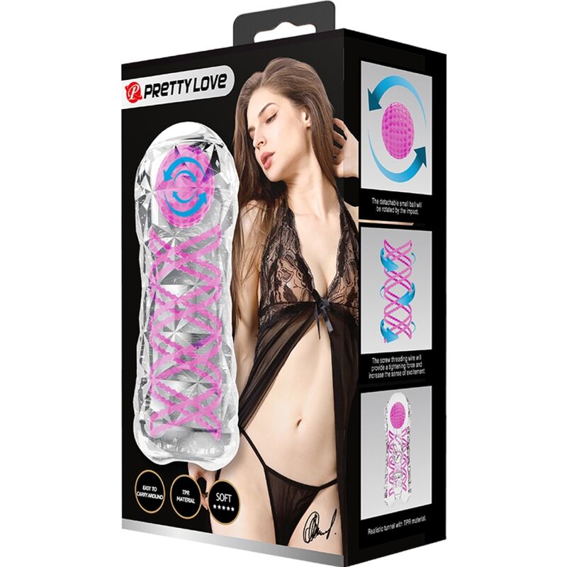 PRETTY LOVE - FANTASY MALE MASTURBATOR WITH INTERNAL SPIRAL AND TRANSPARENT BALLS - Amore24