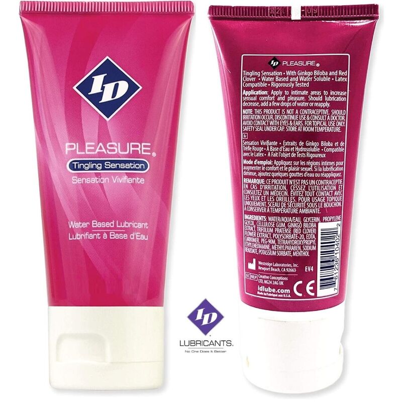 ID PLEASURE - WATER BASED LUBRICANT TINGING SENSATION TRAVEL TUBE 60 ML - Amore24