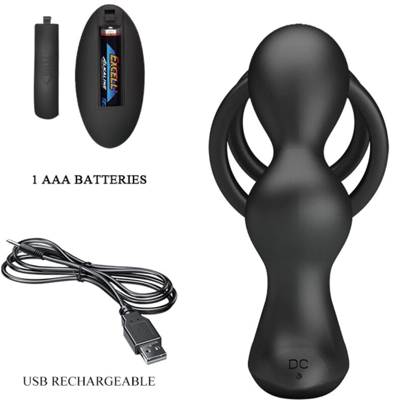 PRETTY LOVE - MARSHALL PENIS RING WITH VIBRATORY ANAL PLUG WITH REMOTE CONTROL - Amore24