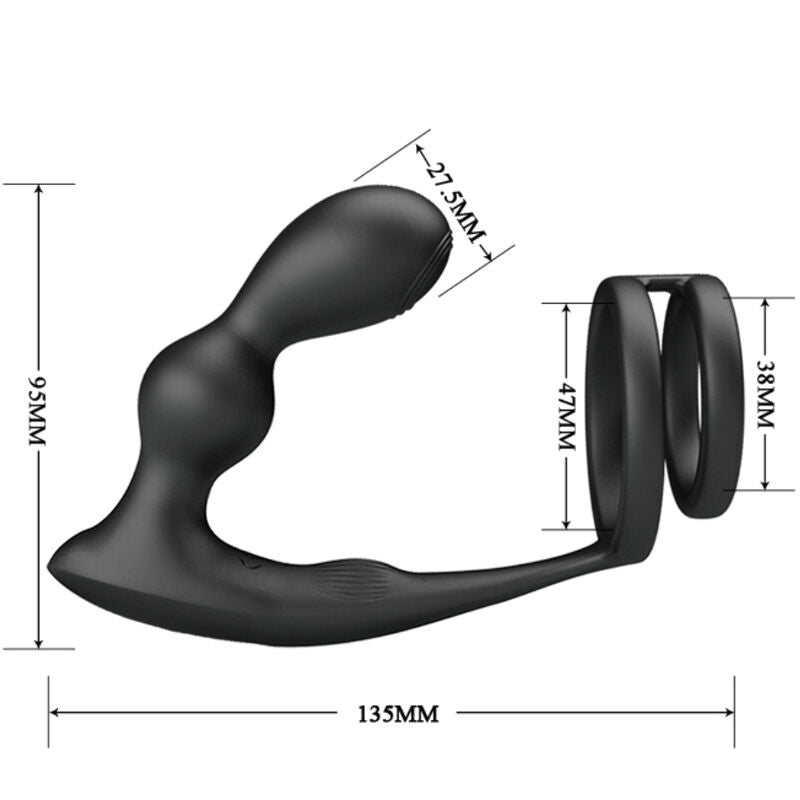 PRETTY LOVE - MARSHALL PENIS RING WITH VIBRATORY ANAL PLUG WITH REMOTE CONTROL - Amore24