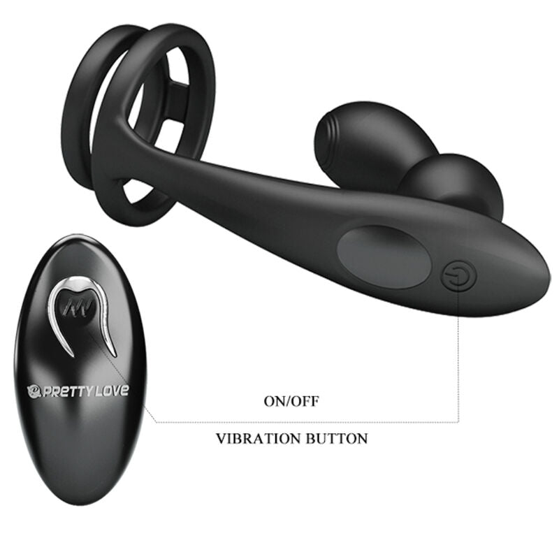 PRETTY LOVE - MARSHALL PENIS RING WITH VIBRATORY ANAL PLUG WITH REMOTE CONTROL - Amore24