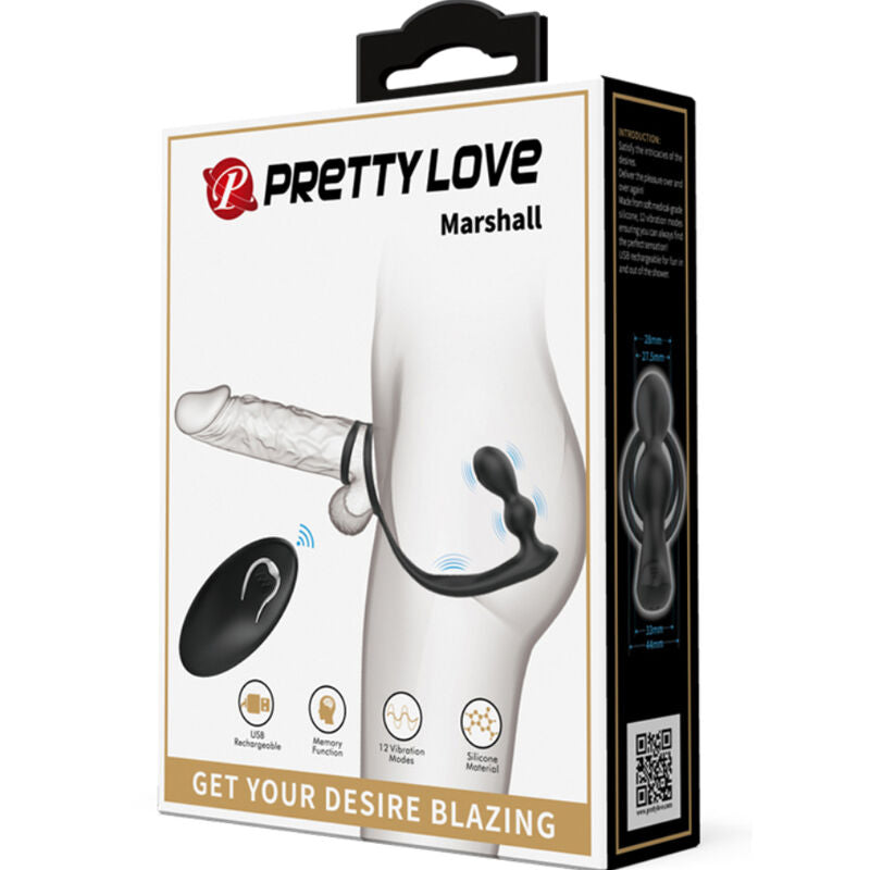 PRETTY LOVE - MARSHALL PENIS RING WITH VIBRATORY ANAL PLUG WITH REMOTE CONTROL - Amore24
