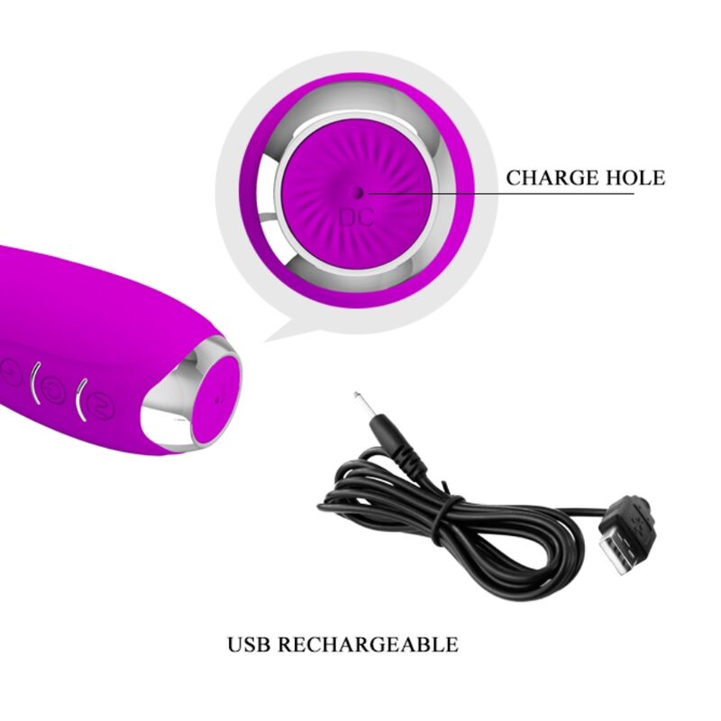 PRETTY LOVE - HECTOR RECHARGEABLE ELECTROSHOCK VIBRATOR WATERPROOF PURPLE - Amore24