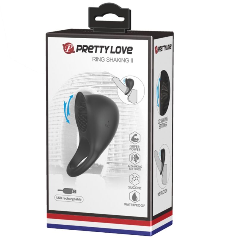 PRETTY LOVE - VIBRATING PENIS RING WITH BLACK TONGUE - Amore24