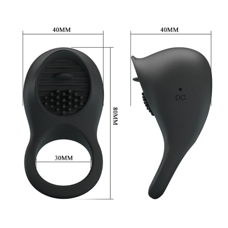 PRETTY LOVE - VIBRATING PENIS RING WITH BLACK TONGUE - Amore24