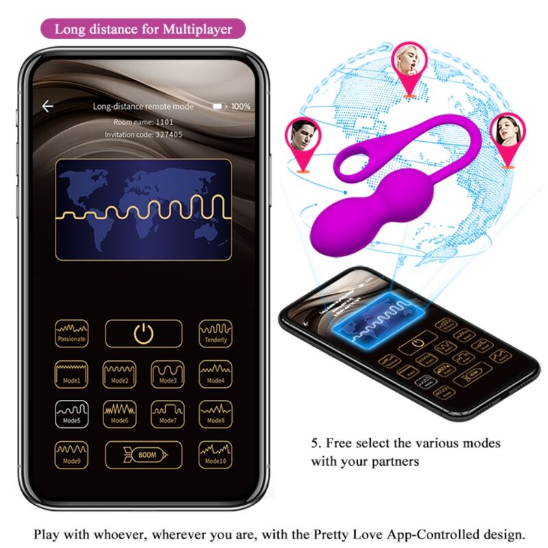 PRETTY LOVE - ELVIRA RECHARGEABLE VIBRATING BALLS PURPLE - Amore24