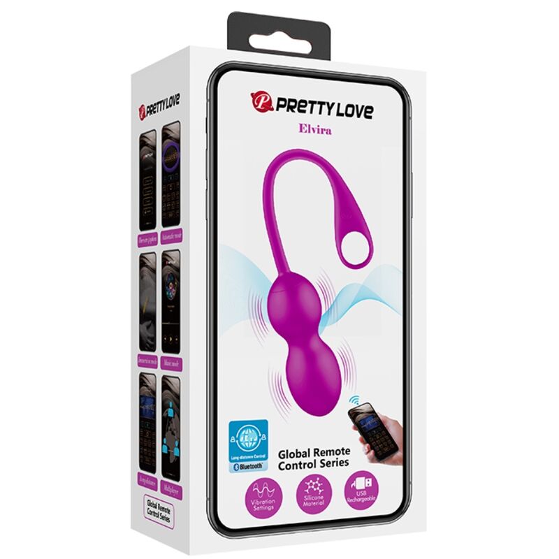 PRETTY LOVE - ELVIRA RECHARGEABLE VIBRATING BALLS PURPLE - Amore24