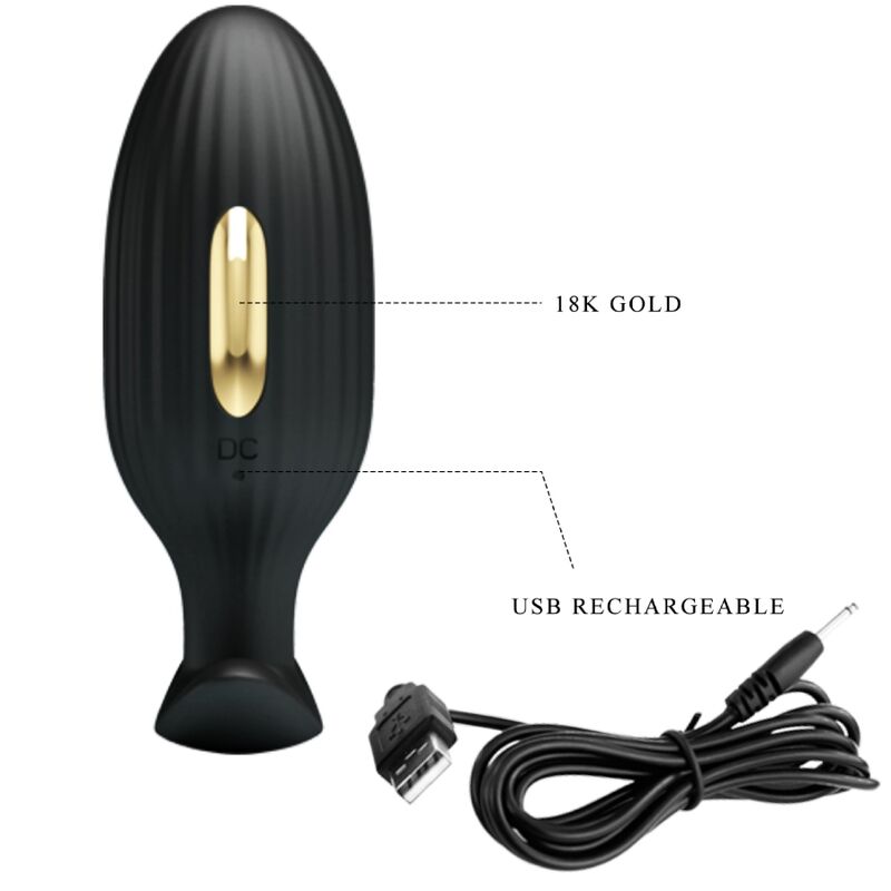 PRETTY LOVE - JEFFERSON APP CONTROLLED ANAL PLUG BLACK - Amore24