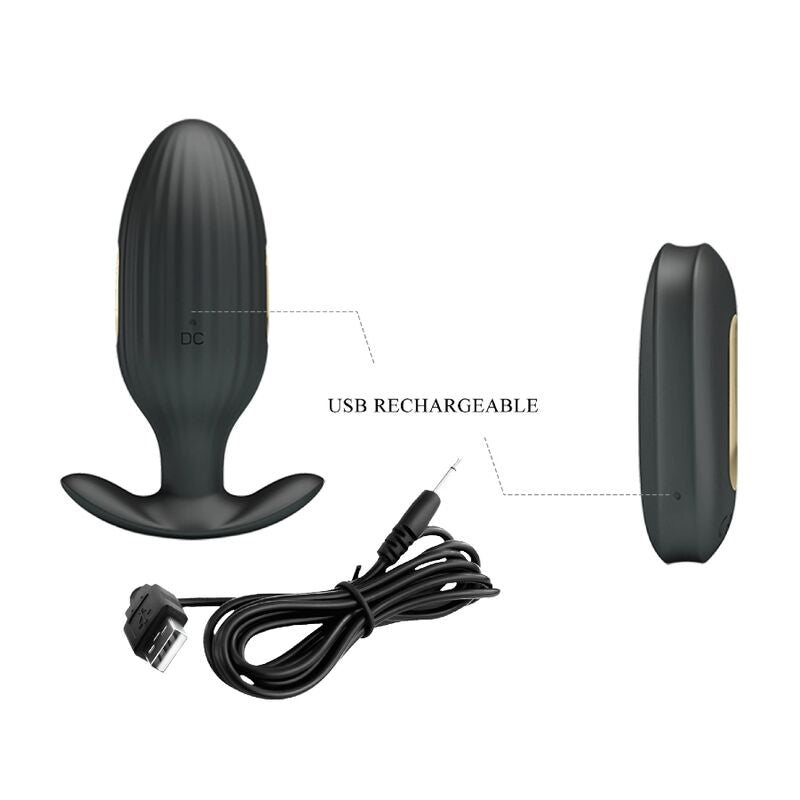 PRETTY LOVE - KELLY PLUG ANAL RECHARGEABLE VIBRATOR BLACK - Amore24