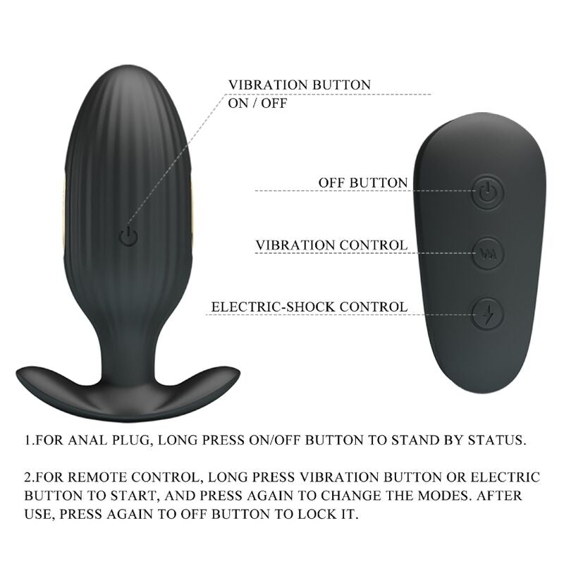 PRETTY LOVE - KELLY PLUG ANAL RECHARGEABLE VIBRATOR BLACK - Amore24