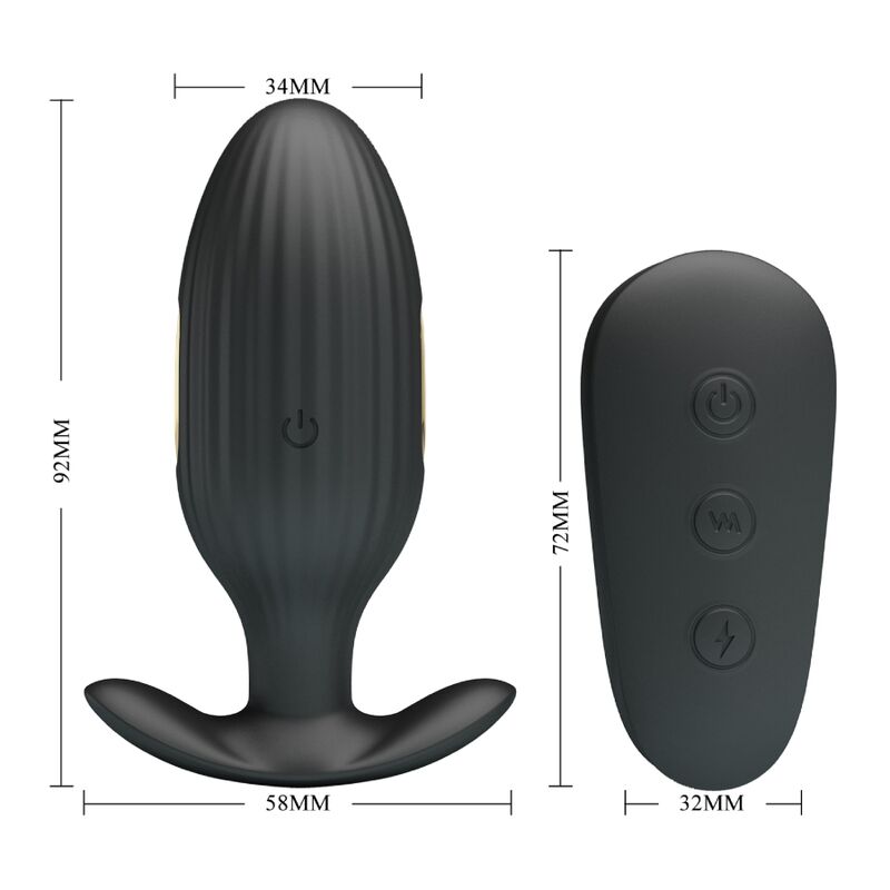 PRETTY LOVE - KELLY PLUG ANAL RECHARGEABLE VIBRATOR BLACK - Amore24