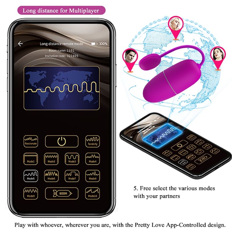 PRETTY LOVE - NYMPH VIBRATING EGG APP CONTROLLED PURPLE - Amore24