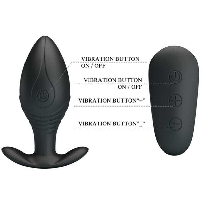 PRETTY LOVE - REGINA ANAL PLUG RECHARGEABLE VIBRATOR BLACK - Amore24