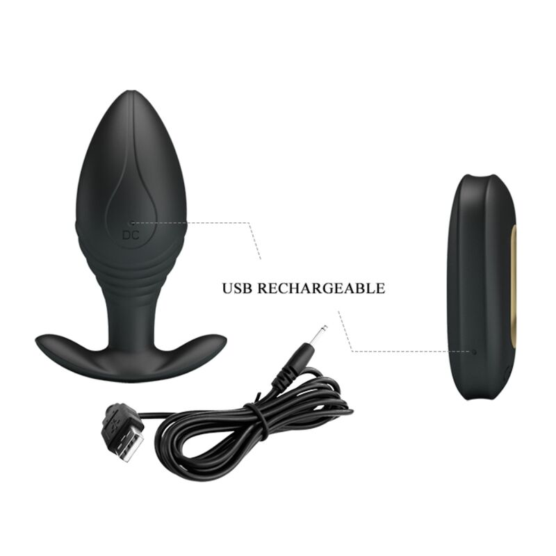 PRETTY LOVE - REGINA ANAL PLUG RECHARGEABLE VIBRATOR BLACK - Amore24