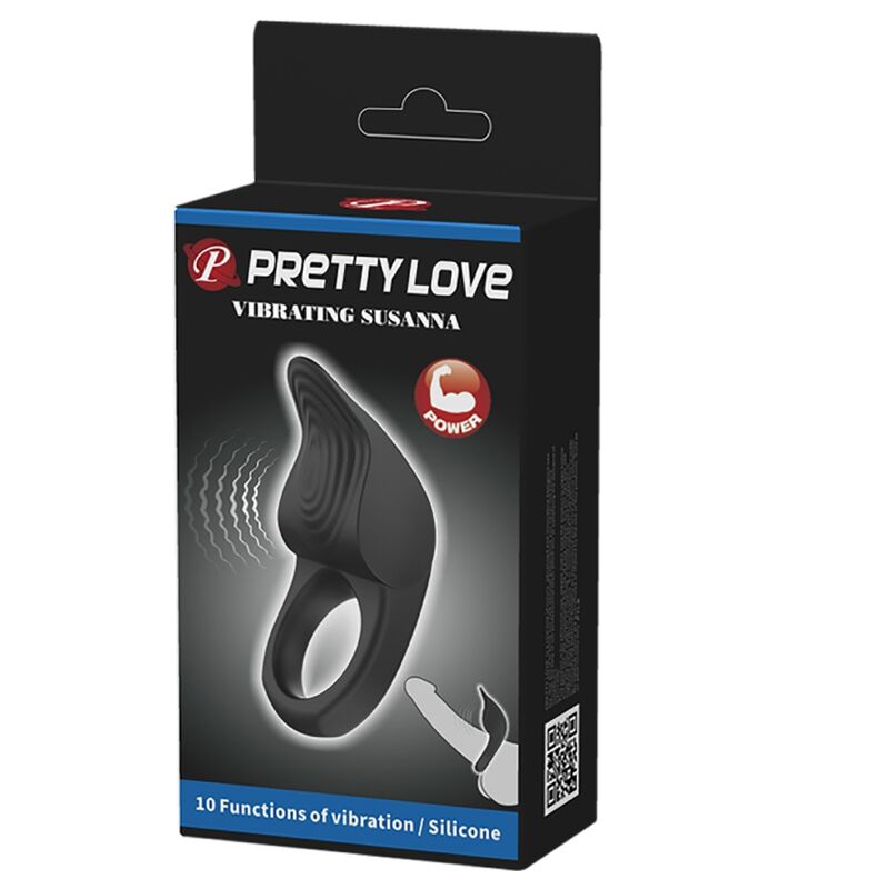 PRETTY LOVE - SUSANNA VIBRATING PENIS RING BLACK - Amore24