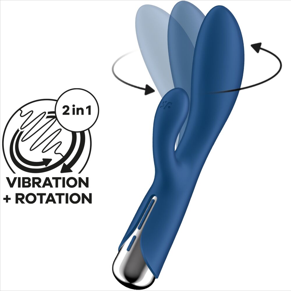 SATISFYER - SPINNING RABBIT 1 CLITORIS AND G-SPOT STIMULATION BLUE - Amore24