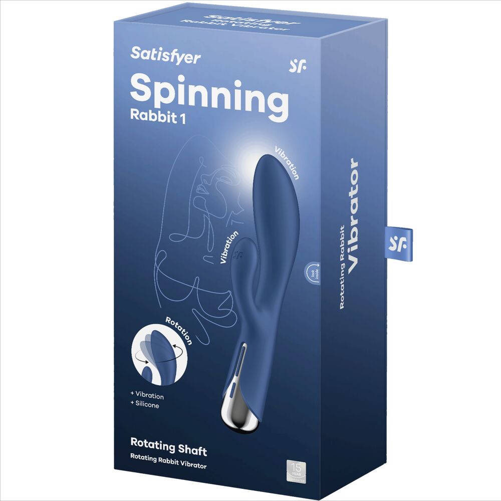SATISFYER - SPINNING RABBIT 1 CLITORIS AND G-SPOT STIMULATION BLUE - Amore24