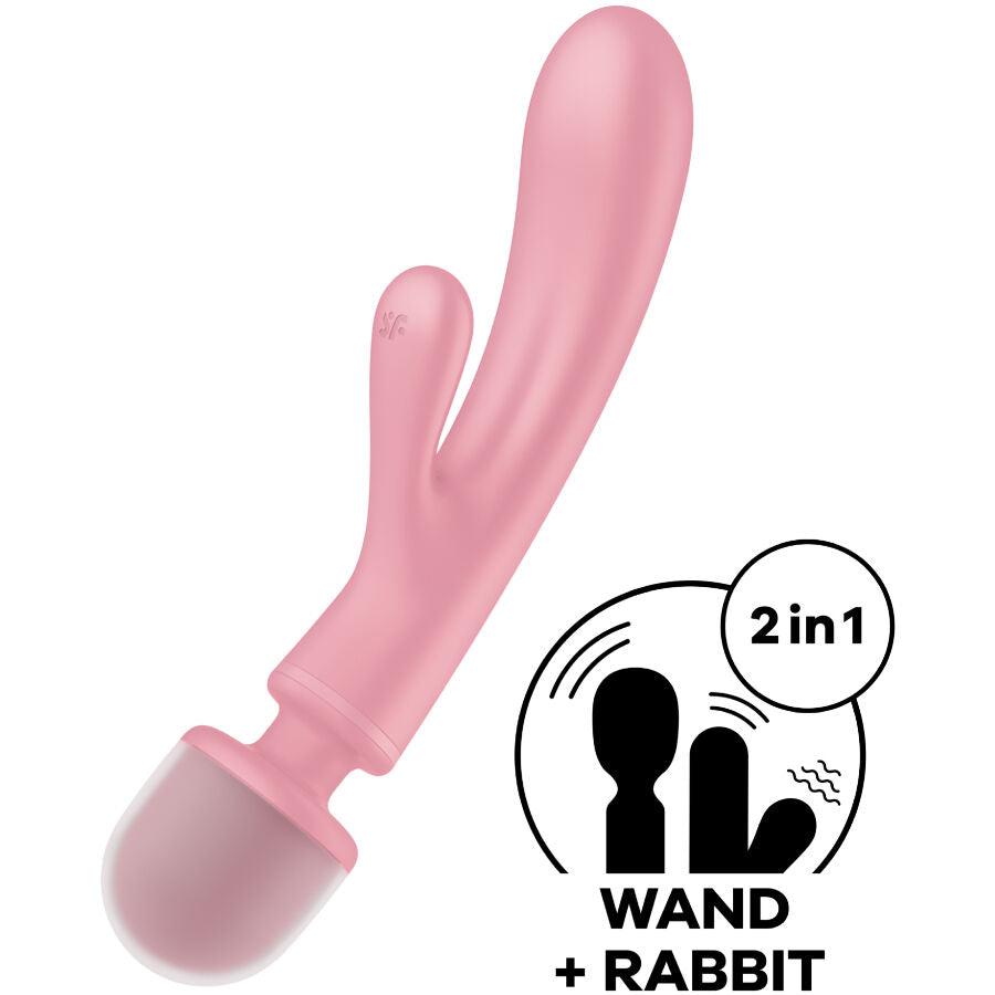 SATISFYER - TRIPLE LOVER RABBIT VIBRATOR MASSAGER GREY - Amore24