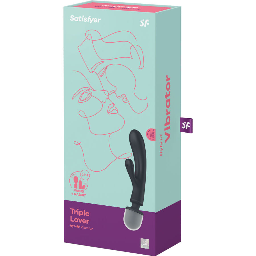 SATISFYER - TRIPLE LOVER RABBIT VIBRATOR MASSAGER GREY - Amore24
