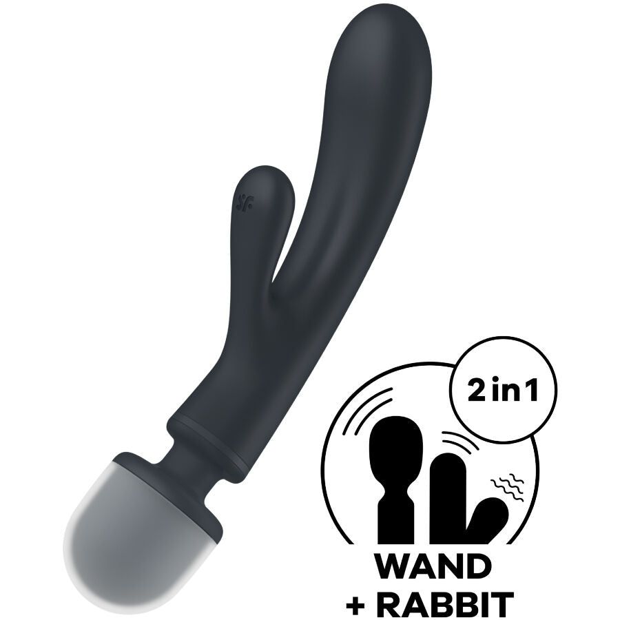 SATISFYER - TRIPLE LOVER RABBIT VIBRATOR MASSAGER GREY - Amore24