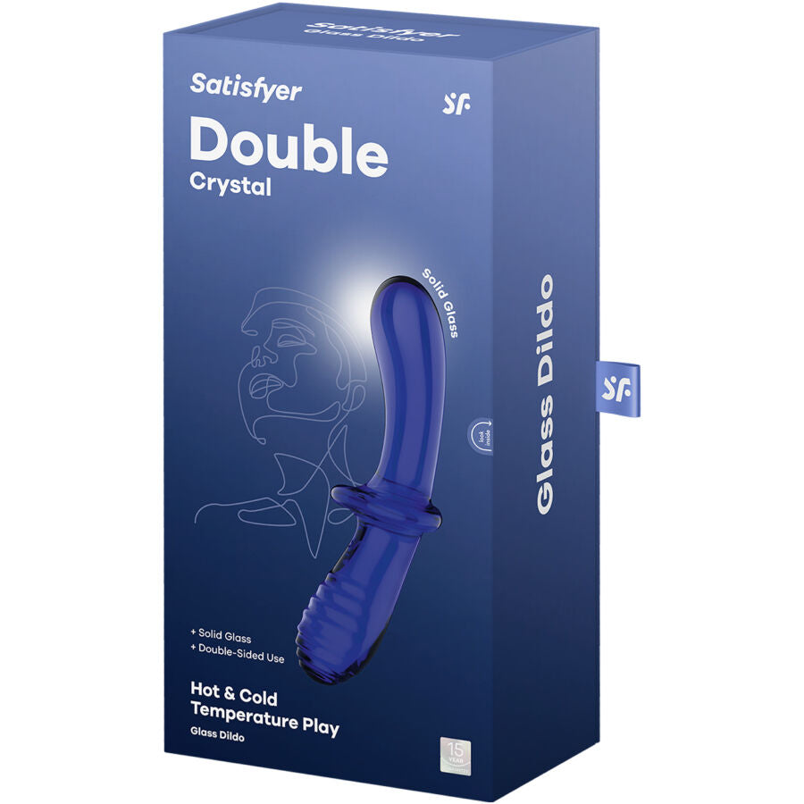 SATISFYER - DOUBLE CRYSTAL DILDO BLUE - Amore24