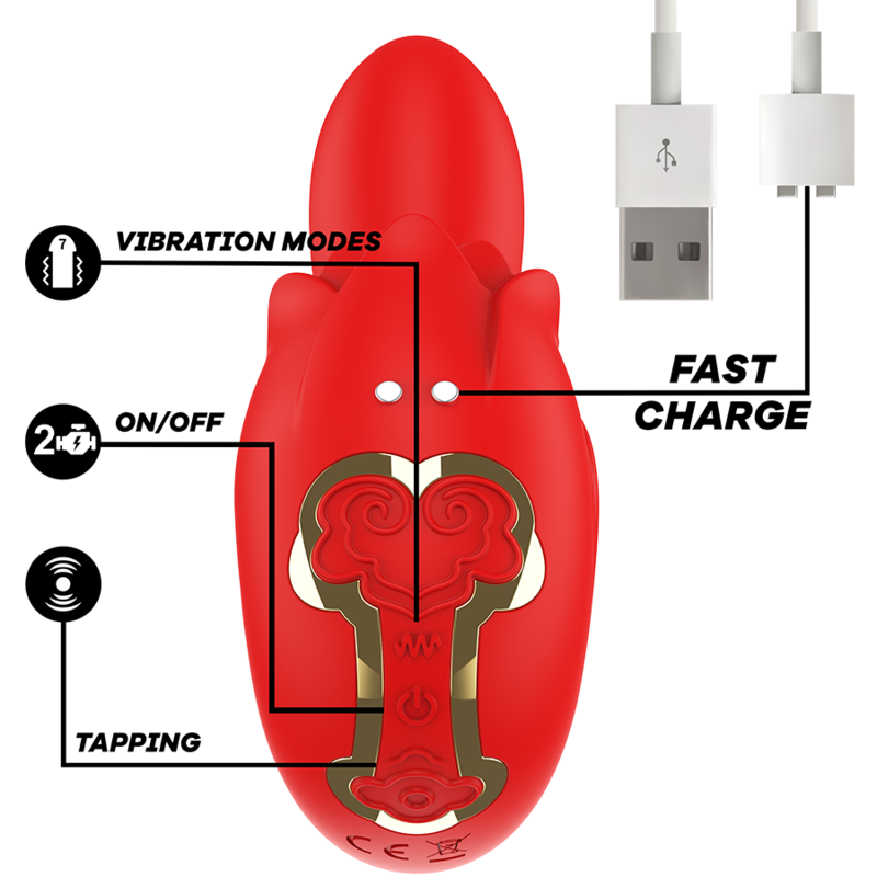 MIA - SELENA STIMULATOR VIBRATING + TAPPING RED - Amore24