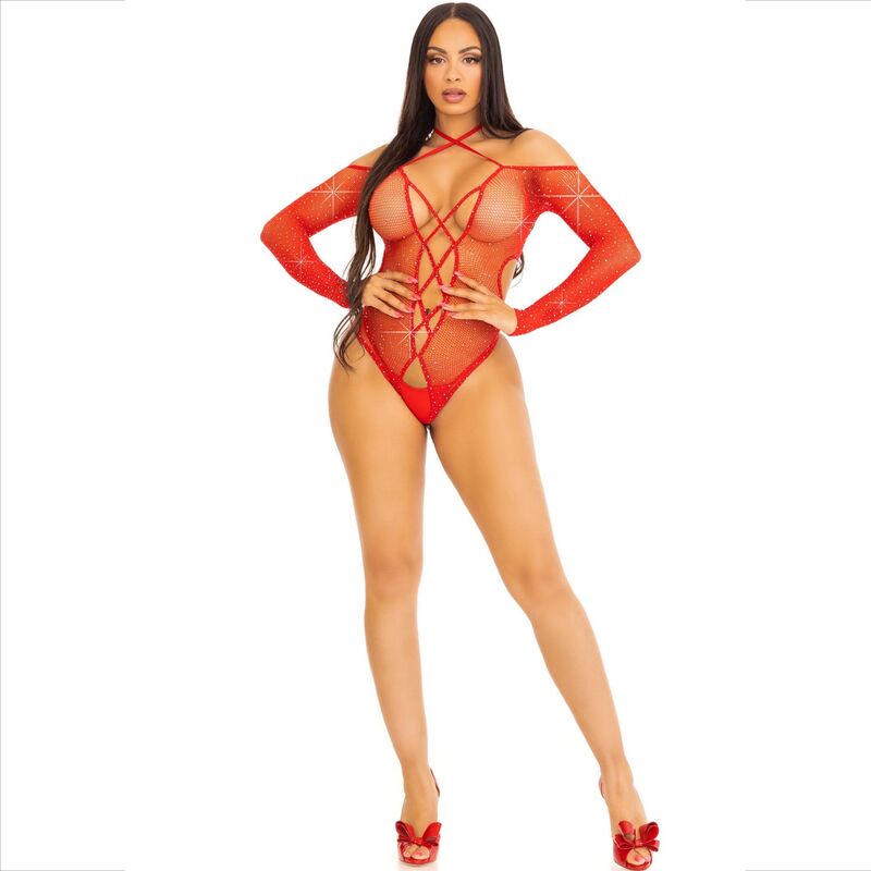 LEG AVENUE - BODY CROTHLESS WITH GLOSS RED - Amore24