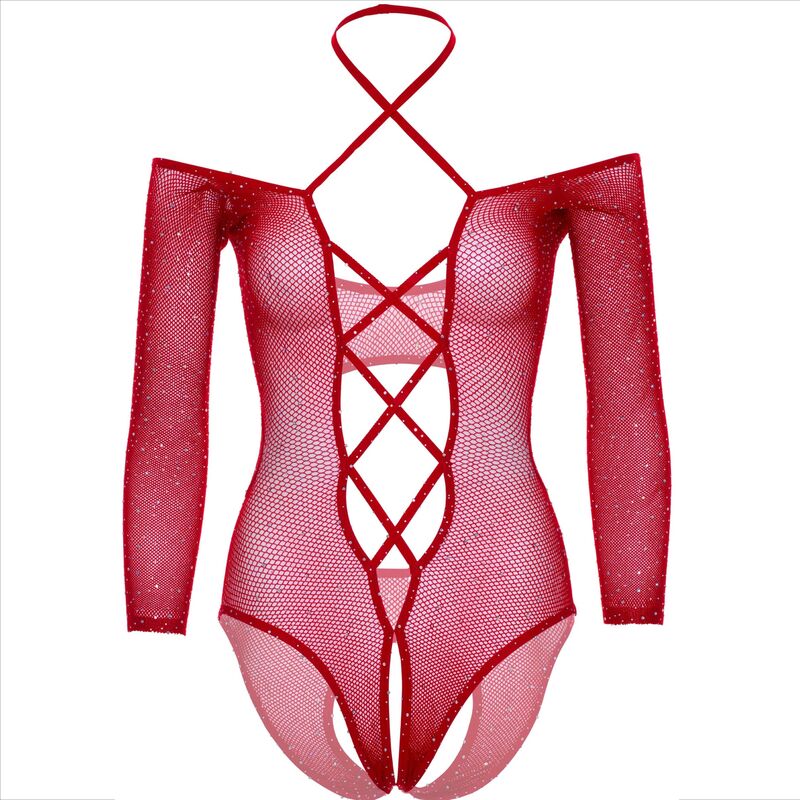LEG AVENUE - BODY CROTHLESS WITH GLOSS RED - Amore24