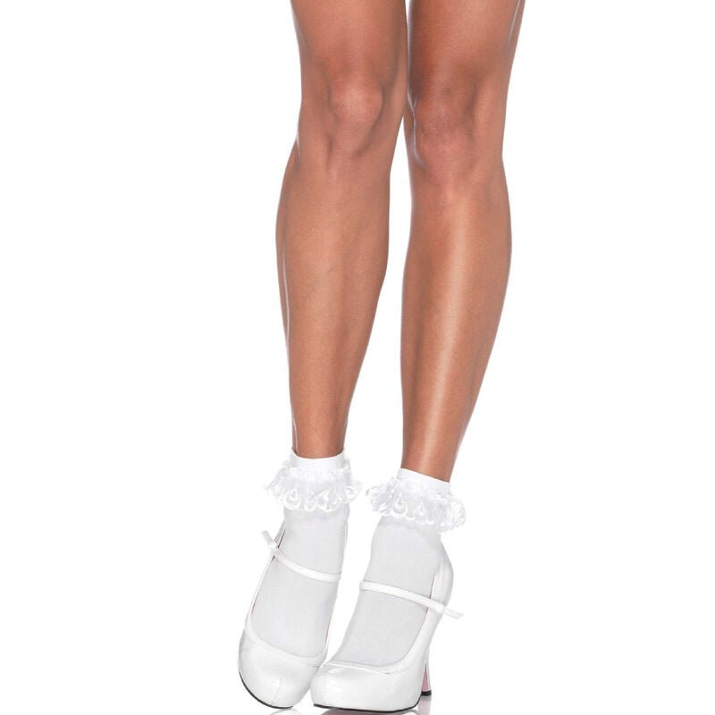 LEG AVENUE - WHITE LACE RUFFLE SOCKS - Amore24