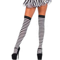 LEG AVENUE - BLACK/WHITE STRIPED HIGH SOCKS - Amore24