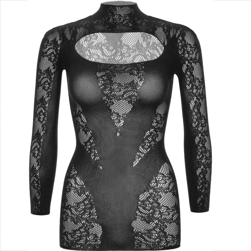 LEG AVENUE - MINI DRESS WITH LACE LONG SLEEVE BLACK - Amore24