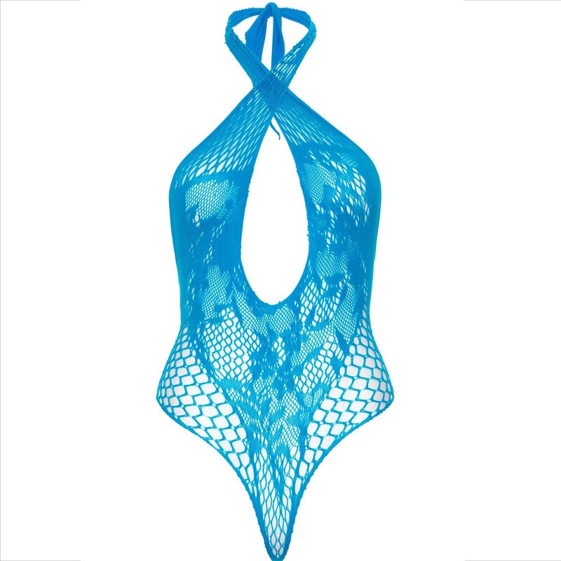LEG AVENUE - TEDDY HALTER WITH LACE BLUE - Amore24