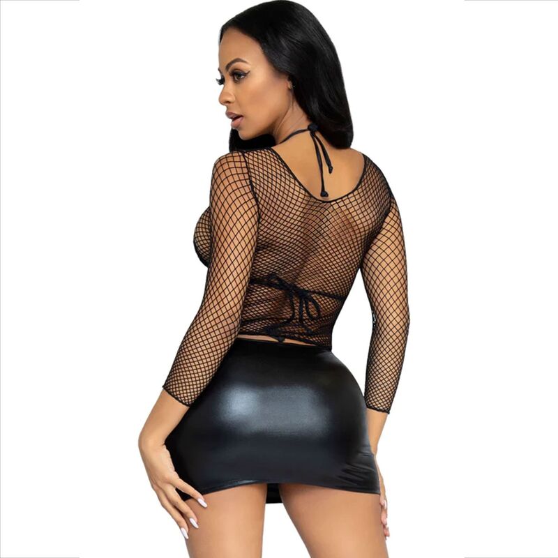 LEG AVENUE - FISHNET LONG SLEEVE T-SHIRT BLUE - Amore24