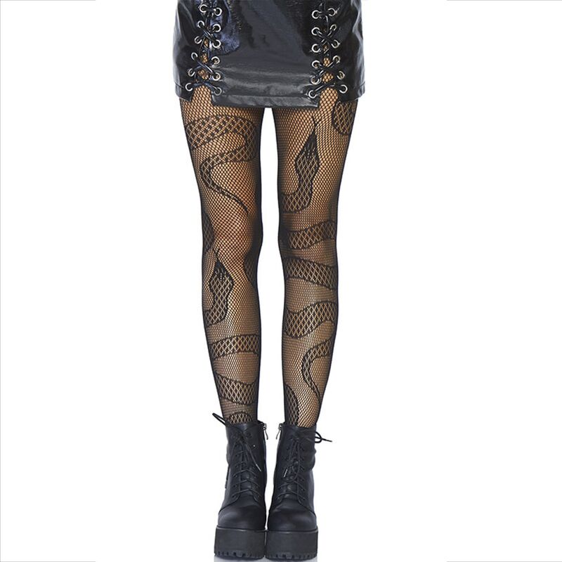 LEG AVENUE - STOCKINGS NET SNAKES BLACK - Amore24