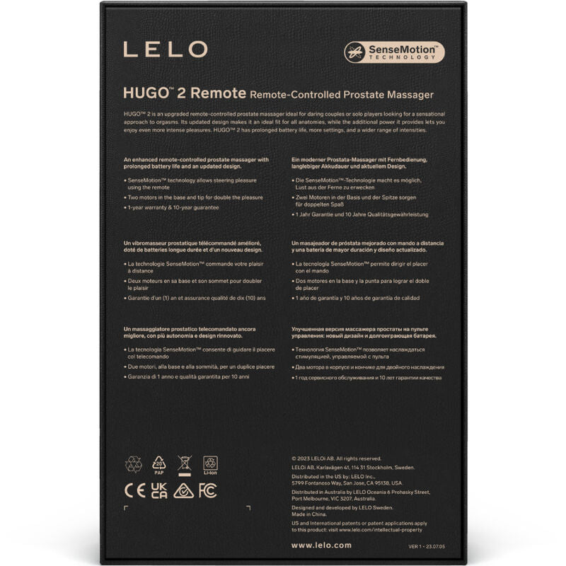 LELO - HUGO 2 PROSTATE MASSAGER REMOTE CONTROL BLACK - Amore24