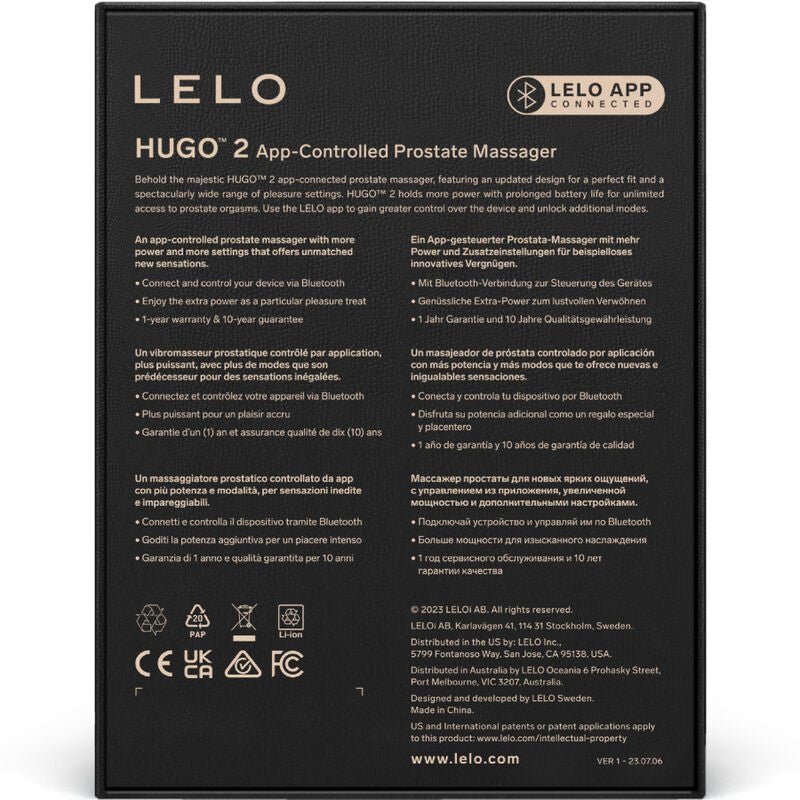 LELO - HUGO 2 BLACK PROSTATE MASSAGER - Amore24