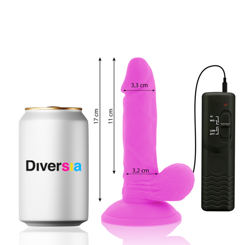 DIVERSIA - FLEXIBLE VIBRATING DILDO PURPLE 17 CM -O- 3.3 CM - Amore24