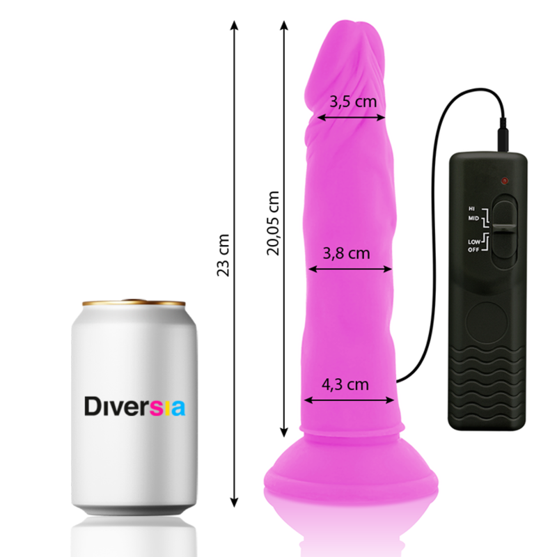DIVERSIA - FLEXIBLE VIBRATING DILDO PURPLE 23 CM -O- 4.3 CM - Amore24