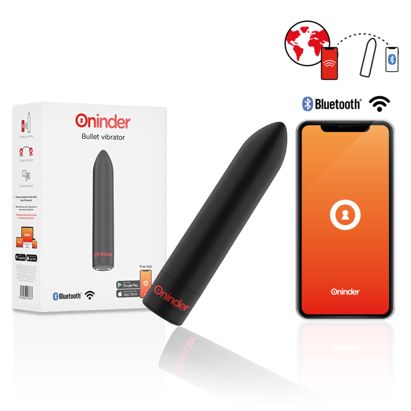 ONINDER - BERLIN BULLET VIBRATOR BLACK 9 MODES 8.5 X 2 CM - FREE APP - Amore24