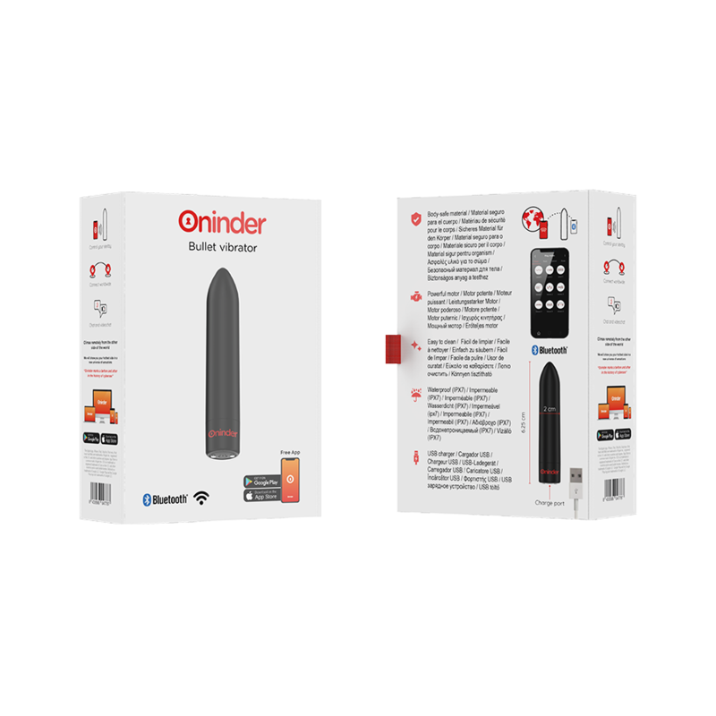 ONINDER - BERLIN BULLET VIBRATOR BLACK 9 MODES 8.5 X 2 CM - FREE APP - Amore24