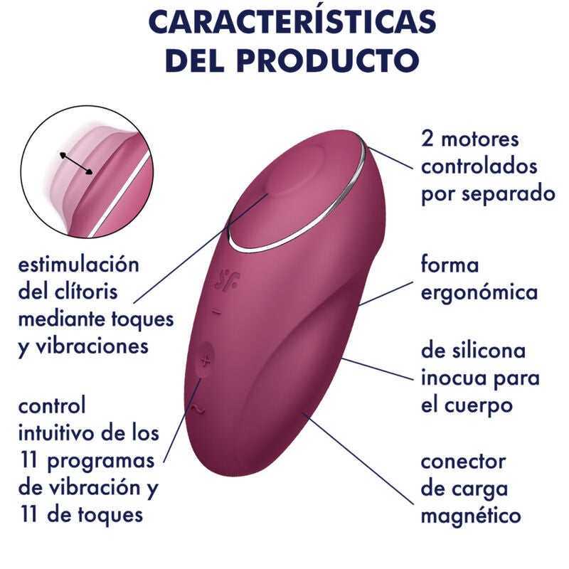 SATISFYER - TAP & CLIMAX 1 LAY-ON VIBRATOR GREY - Amore24