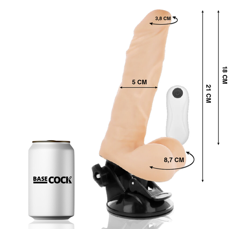 BASECOCK - VIBRADOR ARTICULABLE CONTROL REMOTO NEGRO 21 CM -O- 5 CM - Amore24